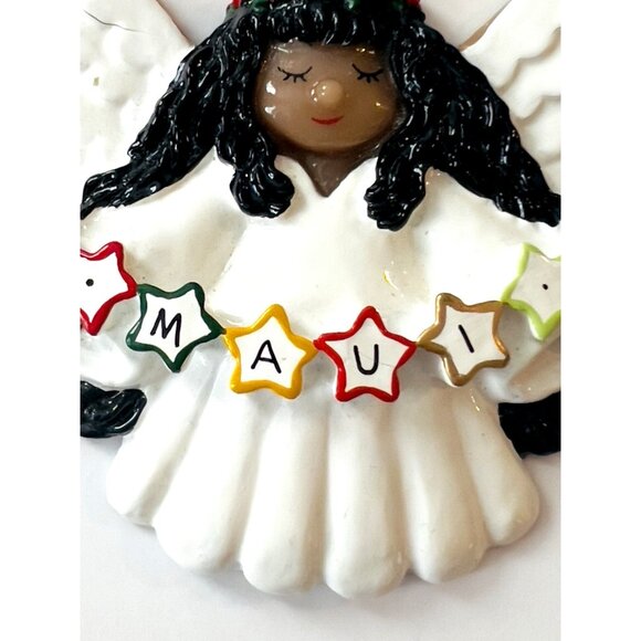 Vintage Hawaiian Poi People Santa w/Sack & Maui Angel Hanging Ornaments 1986-87 - Picture 10 of 16